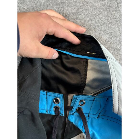 Vintage Y2K Fox Head Board Shorts Kids 26 Black Blue Colorblock Swim Summer - Picture 5 of 8